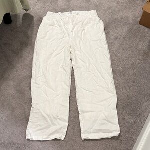 Reformation Cream Linen Trousers
